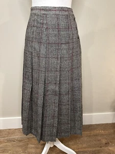 Vintage Lodge Classics Wool Blend Pleated Mid Length Plaid Skirt Size 13/14 - Picture 1 of 15