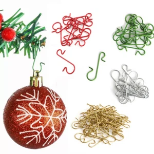100 x Christmas Tree Hooks Bauble Ornament Hangers Hanging Decoration Wires - Picture 1 of 15