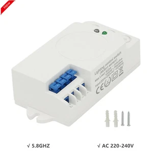 5.8GHZ Microwave Radar Sensor Smart Switch Body Motion Sensor Light Switch AC - Picture 1 of 9