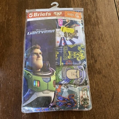 Disney Pixar Lightyear, 5 Calzoncillos, Niños Talla 6, 100% Algodón, NUEVO Foto 1 de 4