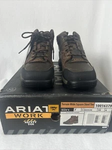 Ariat Terrain Steel Toe Men’s SIZE 7 Wide Square Toe Brown Boots Work Safety - Picture 1 of 16