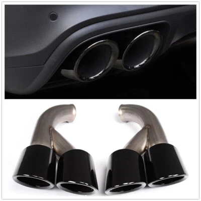 For 2015-17 Porsche Cayenne V6 C013 2PCS BLK GTS Style Exhaust Tips Muffler Pipe - Image 1 of 4