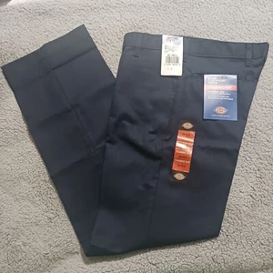 Dickies Boys Navy Pants Flat Front Straight Leg School Uniform Size 20 - Picture 1 of 19