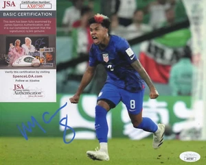 Foto 8x10 firmada por Weston McKennie con certificado de autenticidad JSA #AX07507 USMNT Juventus FC - Imagen 1 de 2