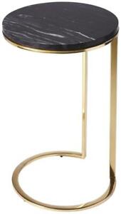 END TABLE SIDE CONTEMPORARY ROUND BASE GOLD-PLATED POLISHED GOLD BLACK