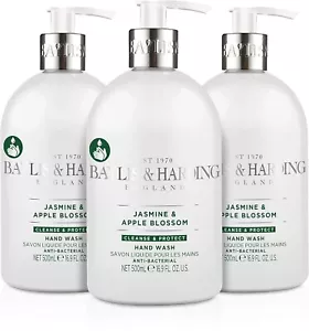 3x Baylis & Harding Hand Wash Liquid Soap Jasmine & Apple Blossom Anti-Bacterial - Picture 1 of 4