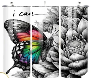 Butterfly Positive Affirmation Motivational 20oz Tumbler Insulated Travel Mug - Picture 1 of 3