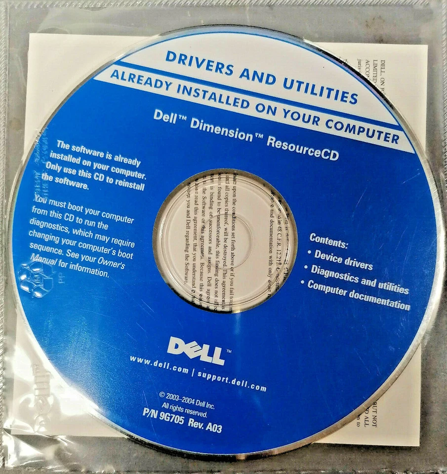 Dell Dimension Resource CD 9G705 - Image 1 of 1