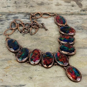 Ammolite Copper Bestie Gift Electroformed Chain Adjustable Necklace 18.0" - Picture 1 of 6