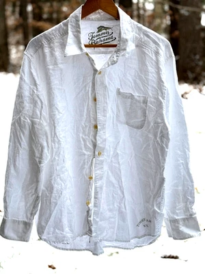 Tommy Bahama 男式 XL 100% 亚麻休闲白色纽扣衬衫几乎不穿 — 第 1/4 张图片