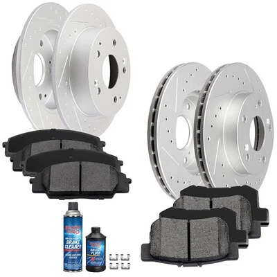 Front Rear Drilled Rotor + Ceramic Pad for 2002-03 2004 2005 2006 Acura RSX Base - Imagem 1 de 4