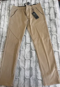 Fried Denim Hose Herren 32x32 hellbraun Stretch gerades Bein flache Vorderseite schmale Passform - Bild 1 von 11