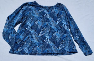 Tommy Bahama Shirt Women's XL Blue Long Sleeve Pullover Tropical Outdoor Travel - Picture 1 of 4