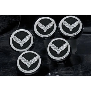 Cubiertas de tapa ACC naranja CF banderas incrustadas para Corvette Z06 2014-19 automático-cromo - Imagen 1 de 5