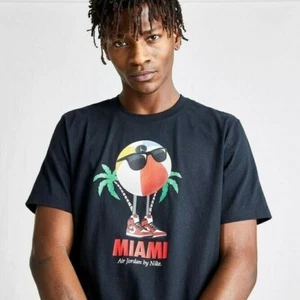 Nike Air Jordan 1 Miami Beach City T-shirt AJ1 Chicago - Black Medium - NEW - Picture 1 of 6