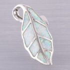 White Fire Opal Nature Leaf Silver jewelry Pendant for Necklace
