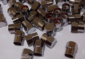 (100) TPMS SAFE Chrome Plastic Long Skirted Tire Valve Stem Hex Cap - Picture 1 of 1