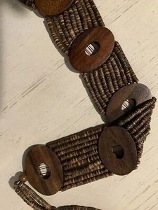 NWT Carlisle “Bali” Wooden Adjustable Waist Belt 37"- Tassel is 12" - Picture 1 of 8
