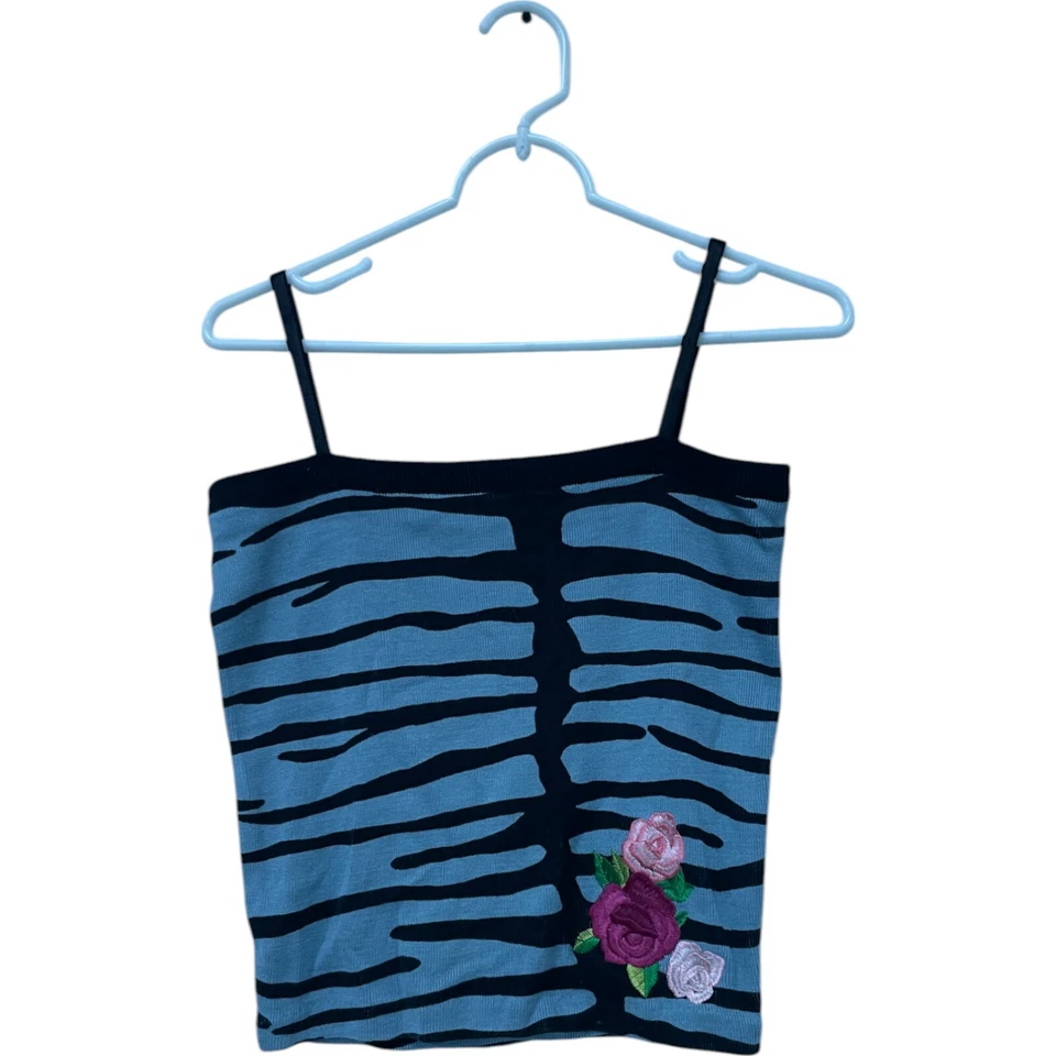 Tryst By Matthew Knitted  Tank Top Women Medium Spaghetti Strap Stretch Floral - Image 1 of 4