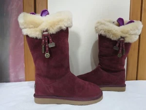 UGG® AUSTRALIA PLUMDALE CHARM BURGUNDY SUEDE BOOTS UK 5.5 EUR 38 USA 7 RRP £225 - Picture 1 of 23