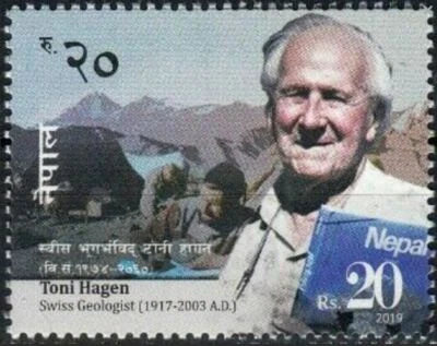 Nepal 2019 Toni Hagen Swiss Geologist Schweiz Geologe Berg Stamp - Image 1 of 3