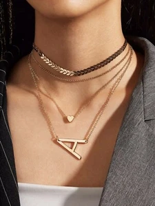3pcs Letter & Heart Charm Necklace - Picture 1 of 3