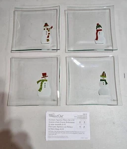 Pampered Chef Square Snowmen Appetizer Plates - Picture 1 of 1