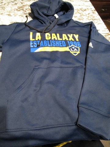 NEW ADIDAS MLS LA GALAXY SOCCER YOUTH HOODIE HOODED SWEATSHIRT NAVY MEDIUM Cover
