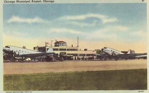 Chicago Municipal Airport - Chicago, Illinois Linen Postcard - Picture 1 of 2