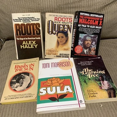 Book Lot Alex Haley Malcolm X, Roots Queen+ Morrison Dual, G Park, L Hansberry Foto 1 de 3