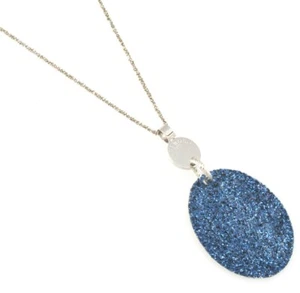 COLLANA FRABOSO IN ARGENTO CON PENDENTE OVALE GLITTER BLU GR07791RHGLCB - Foto 1 di 1