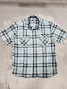 Carhartt Shirt Mens 2XL Short Sleeve Blue Plaid Button-Relaxed Fit - Picture 1 of 8