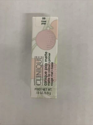 Clinique Pop 06 ROSE Pop color de labios + lápiz labial de imprimación nuevo en caja 0,13 oz/3,9 g talla completa Foto 1 de 4