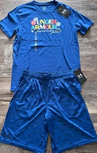 NWT Under Armour YLG Boys Blue/Black SPORTING GOODS Shorts Set Large - Picture 1 of 4