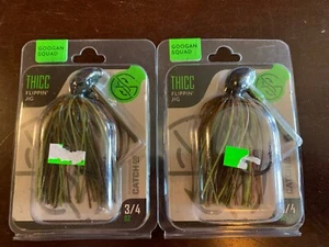 Thicc FLIPPIN' JIG 3/4oz. Green Pumpkin 6/0 Lot x2pks Googan Squad Catch Co. - Picture 1 of 2