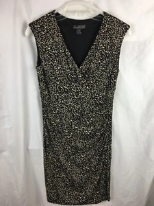 Jessica Howard Women's Stretch Sleeveless Dress Sz 14 Black Tan B2*N - Picture 1 of 6
