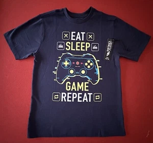 Eat Sleep Game Repeat Gamer Boy's T-Shirt Funny Nerd Geek Gaming Tee Size 14/16 - Picture 1 of 3
