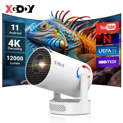 XGODY 10000 Lumen Projektor Mini Beamer 4K UHD Android WiFi6 Bluetooth Heimkino - Bild 1 von 4