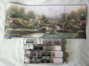 Vintage Thomas Kinkade Wallpaper Border 5 Roll Lot TK3092B Lamplit Village 1999 - Picture 1 of 7
