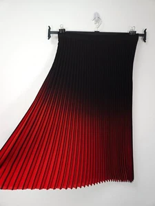 Reiss Skirt Size 14 Red Black Marlie Ombré Striped Midi Pleated Party Formal - Picture 1 of 9