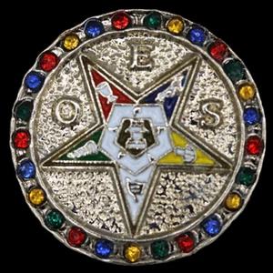 OES Single Snap Button With Crystals - Shield - Eastern Star - Picture 1 of 6