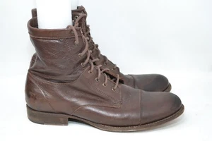 Frye Erin Women's US 9 B Chukka Boots Brown Leather Cap Toe Lace-Up Ankle Boots - Picture 1 of 14