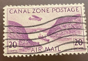Canal Zone - 1931 - 20 Cents Red Violet Gaillard Cut & Plane Airmail Issue # C9 - Picture 1 of 2