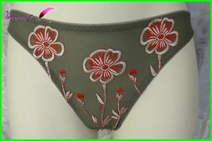 Culotte ou String MIRIALE Kaki Fleurs Rouge Taille S - M - L - AB30 - Foto 1 di 17