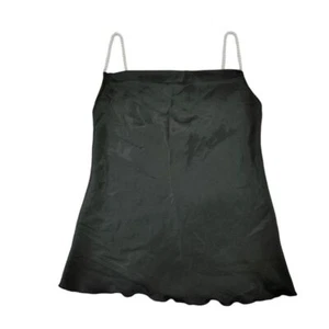 Nicole Miller Elegant Black Cami Top with Scalloped Hem and Pearl Straps Size M - Picture 1 of 9