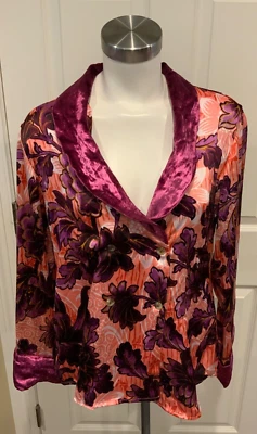 By Anthropologie Thin Pink Floral Double Breasted Jacket, Size MP, NWT! - Image 1 of 4