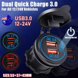 1× Car Dual USB 12V-24V Charger Quick Charge QC 3.0 Socket Power Outlet AU STOCK - Picture 1 of 16
