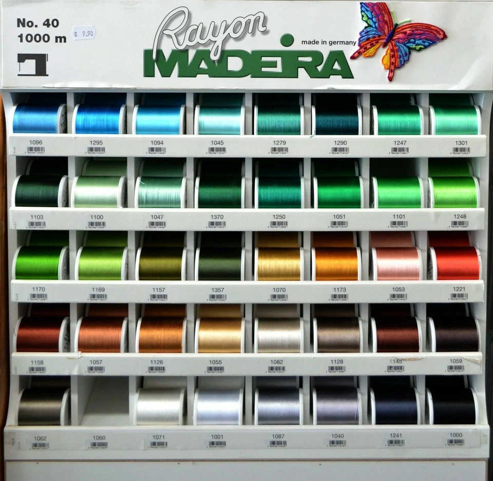 Madeira Rayon 40 Machine Embroidery Thread 1000m, Per Spool, Lower Case Colours - Image 1 of 2
