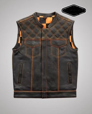Men's Leather Vest Jacket cowhide leather | Bomber Style, Jackets for Mens - Image 1 of 3
