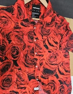 THE HUNDREDS Capsul Red Rose AOP Nature Floral Relaxed Fit Camp Shirt Sz L MINT - Picture 1 of 14
